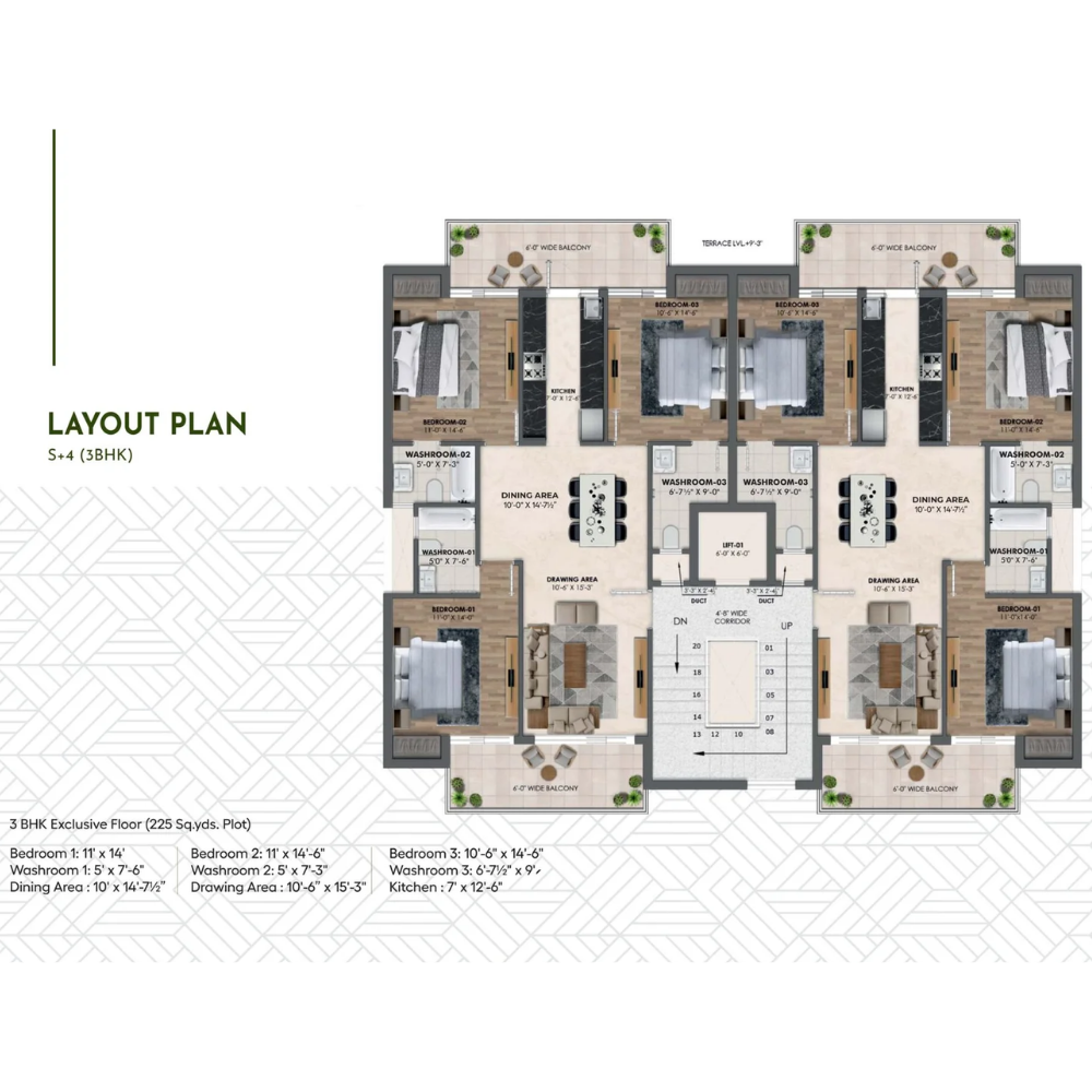Cluster Plan 4 BHK Category 2